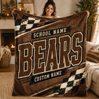 Personalized Racing Mascot Fleece Blanket, Custom School Spirit Gift