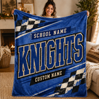 Personalized Racing Mascot Fleece Blanket, Custom School Spirit Gift