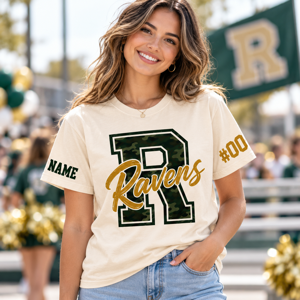 Custom Camo Mascot T-Shirt, Proud School Spirit Game Day Gift