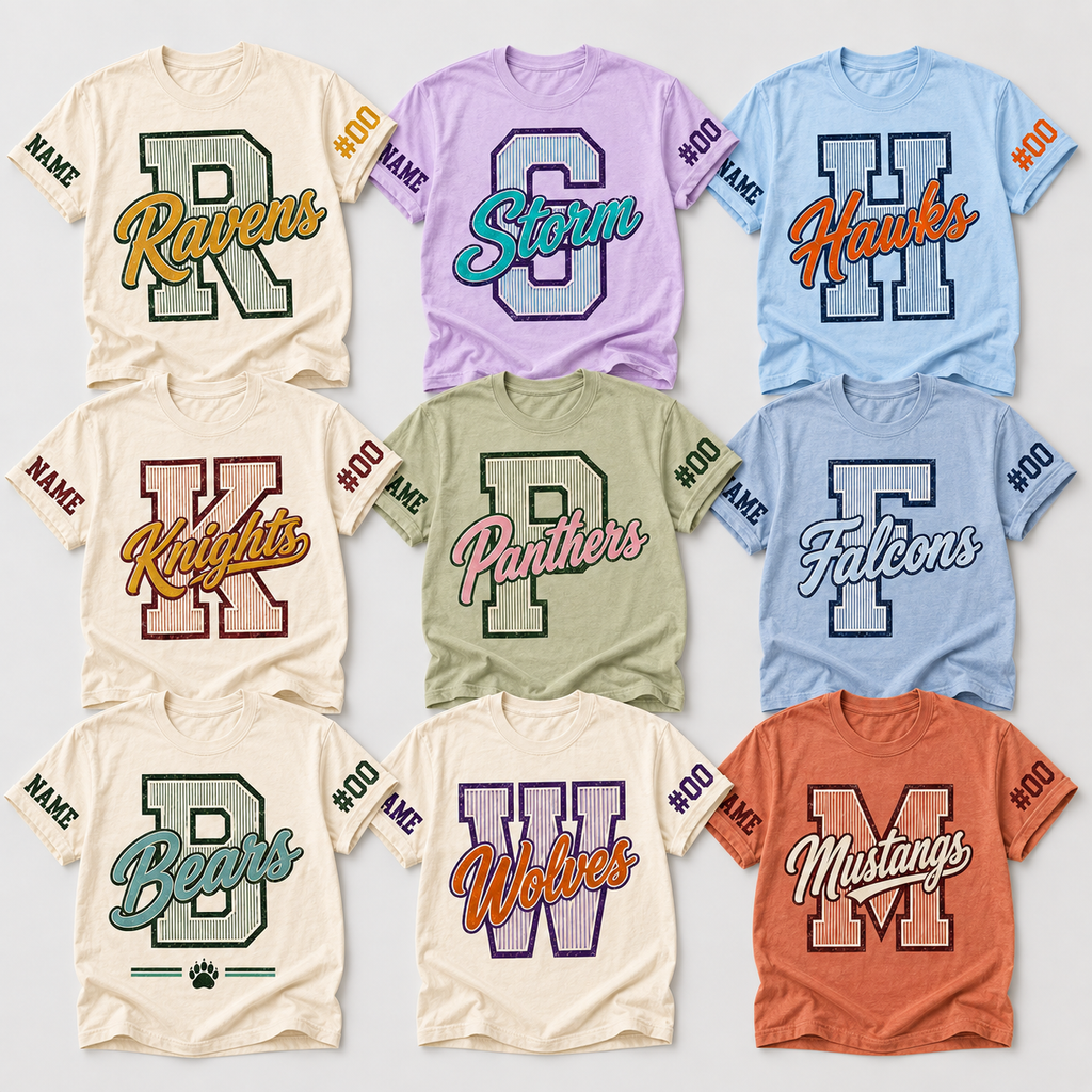 Custom Camo Mascot T-Shirt, Personalized Sleeve Name & Number Tee