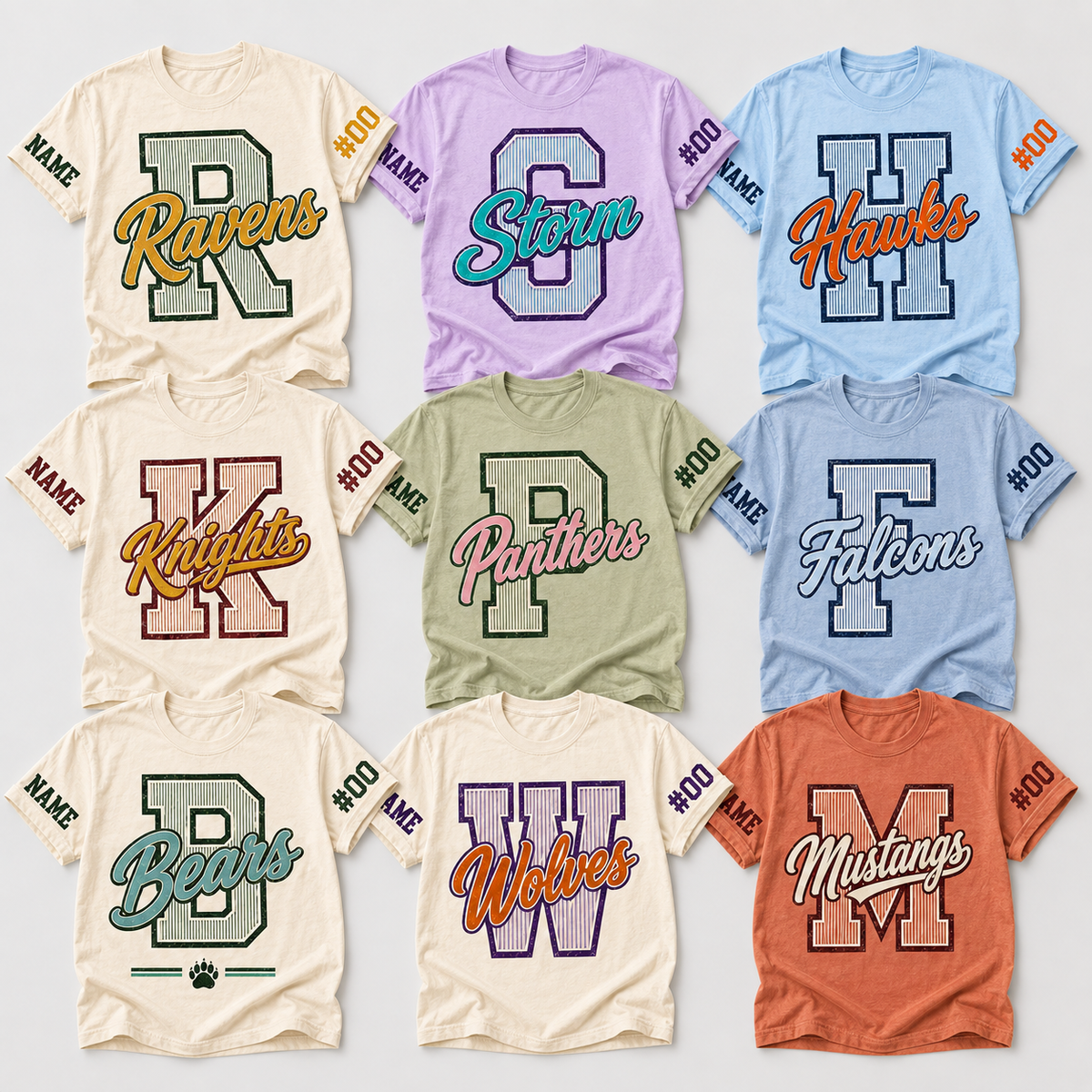 Custom Camo Mascot T-Shirt, Personalized Sleeve Name & Number Tee