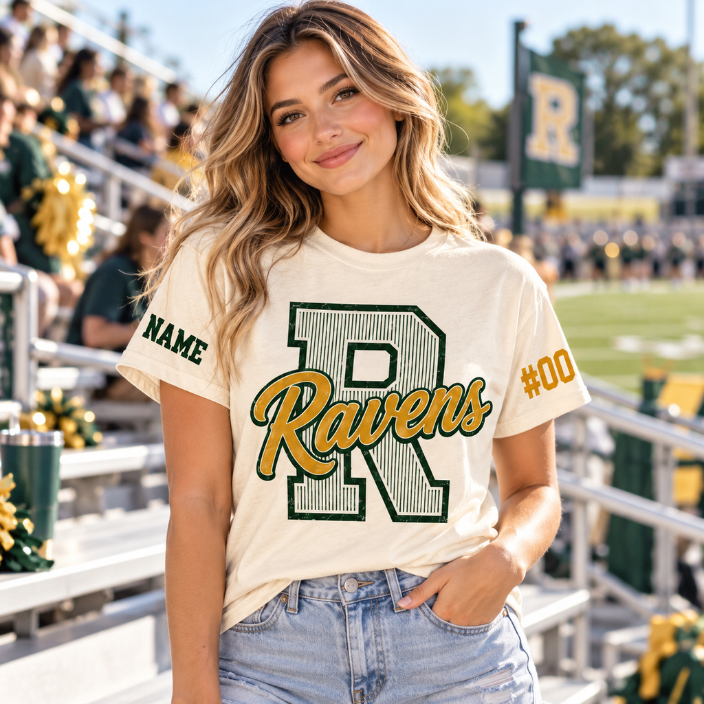 Custom Camo Mascot T-Shirt, Personalized Sleeve Name & Number Tee