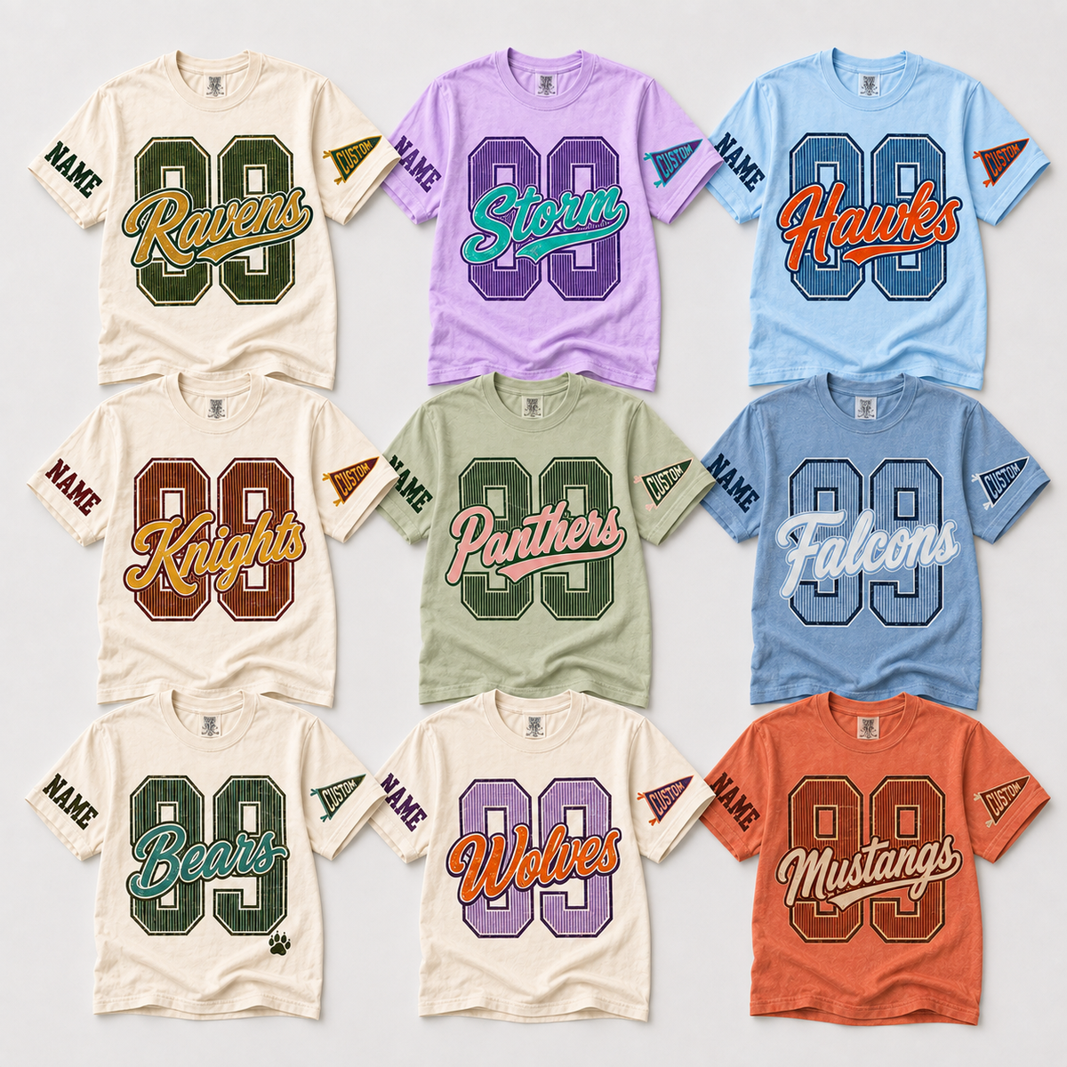 Custom Mascot Vertical Stripe T-Shirt, School Spirit Game Day Gift