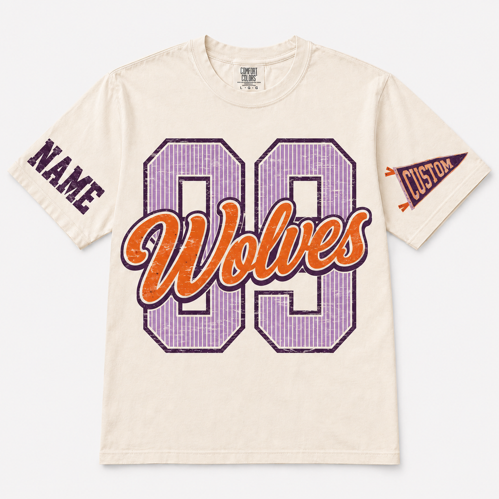 Custom Mascot Vertical Stripe T-Shirt, School Spirit Game Day Gift