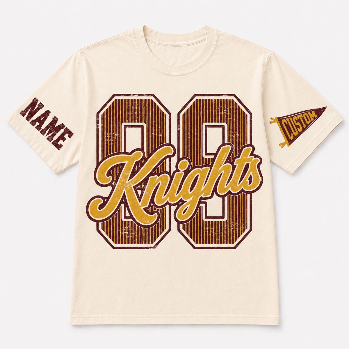 Custom Mascot Vertical Stripe T-Shirt, School Spirit Game Day Gift
