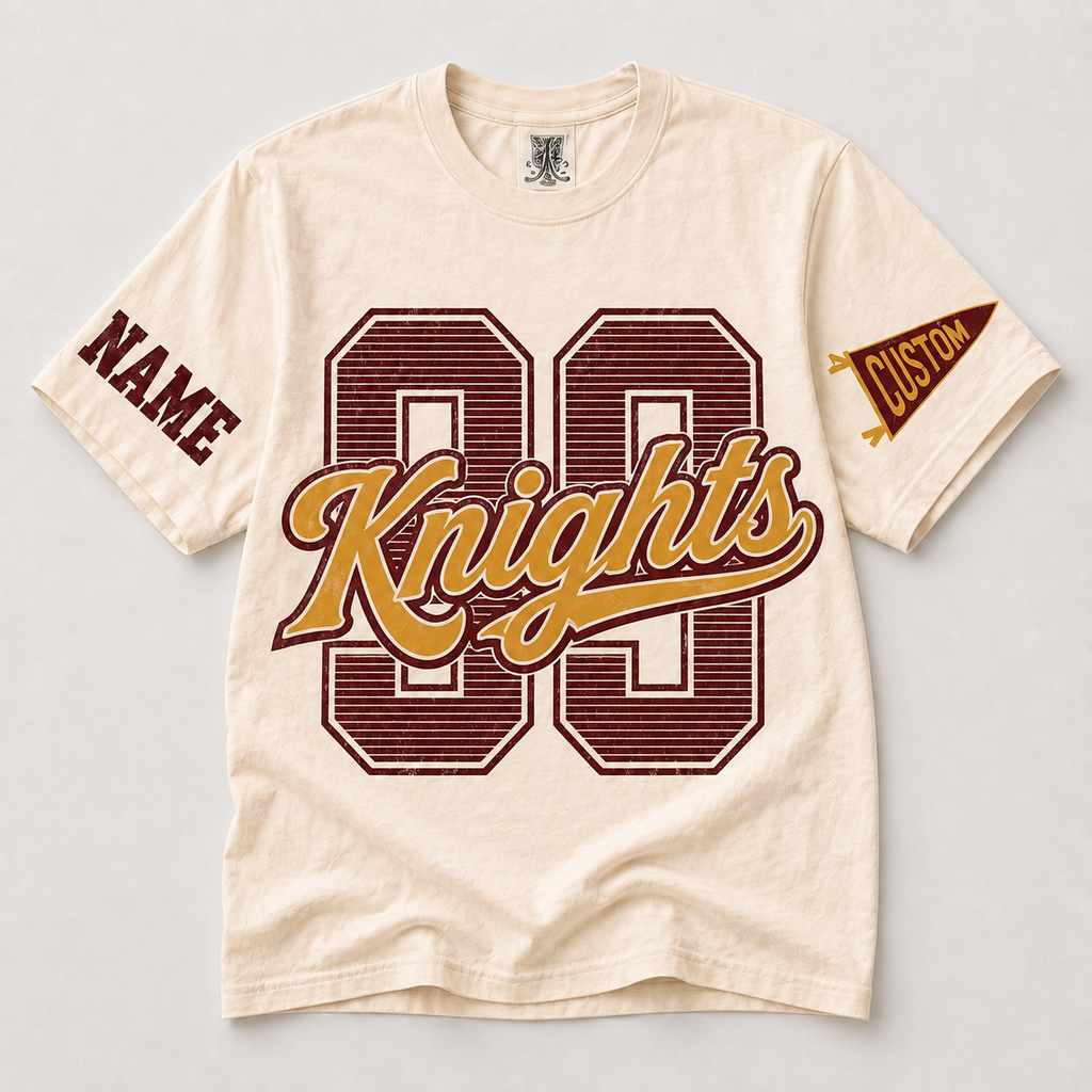 Custom School Mascot T-Shirt, Vertical Stripe Game Day Apparel