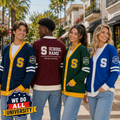 Personalized School Varsity Cardigan, Custom College Mascot Spirit Sweater