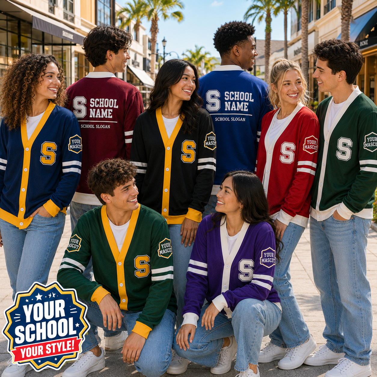 Personalized School Varsity Cardigan, Custom College Mascot Spirit Sweater – product image 2
