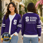 Personalized School Varsity Cardigan, Custom College Mascot Spirit Sweater – product image 3