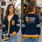 Personalized School Varsity Cardigan, Custom College Mascot Spirit Sweater – product image 4