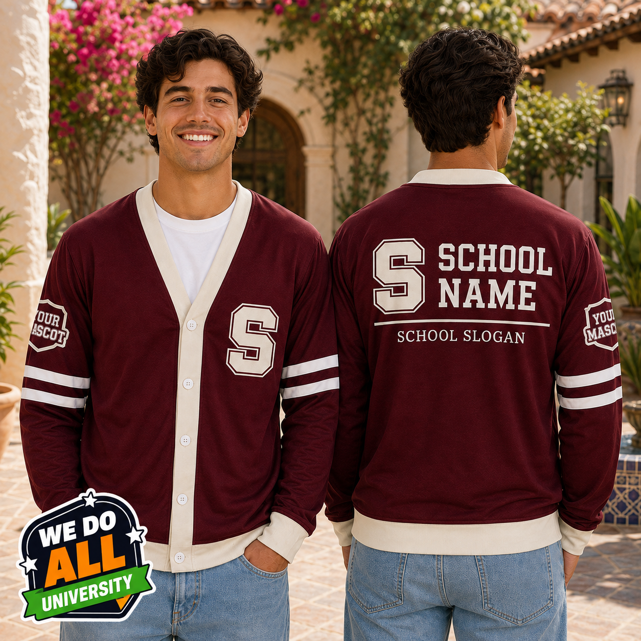 Personalized School Varsity Cardigan, Custom College Mascot Spirit Sweater – product image 5