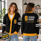Personalized School Varsity Cardigan, Custom College Mascot Spirit Sweater – product image 6