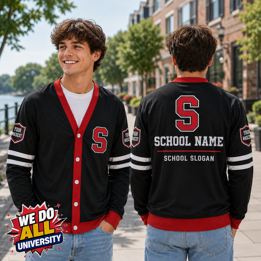 Custom School Varsity Cardigan, Personalized College Mascot Spirit Sweater – product image 4