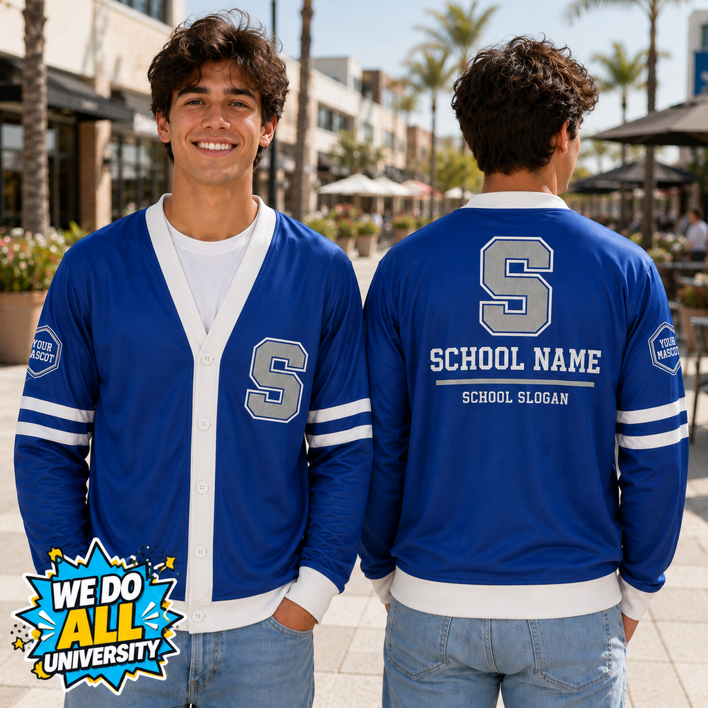 Custom School Varsity Cardigan, Personalized College Mascot Spirit Sweater – product image 5