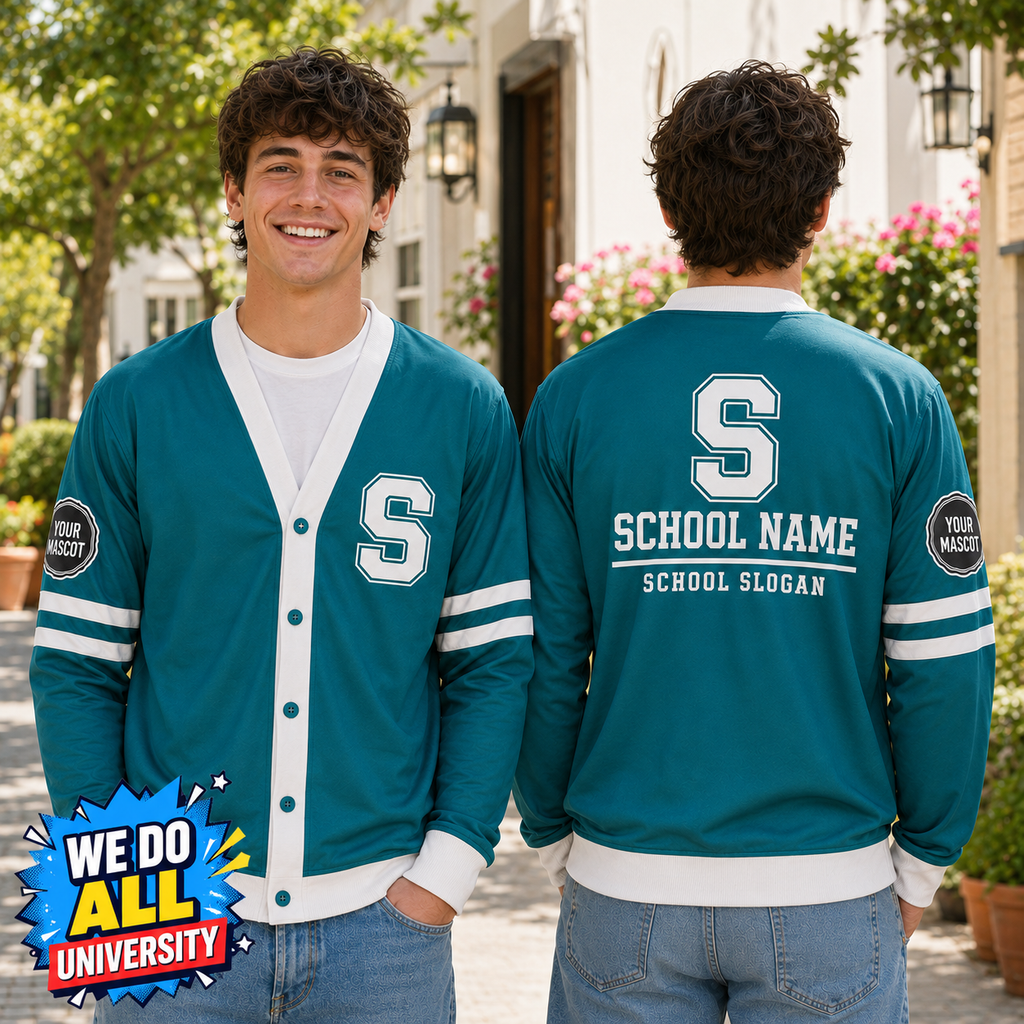 Custom School Varsity Cardigan, Personalized College Mascot Spirit Sweater – product image 6