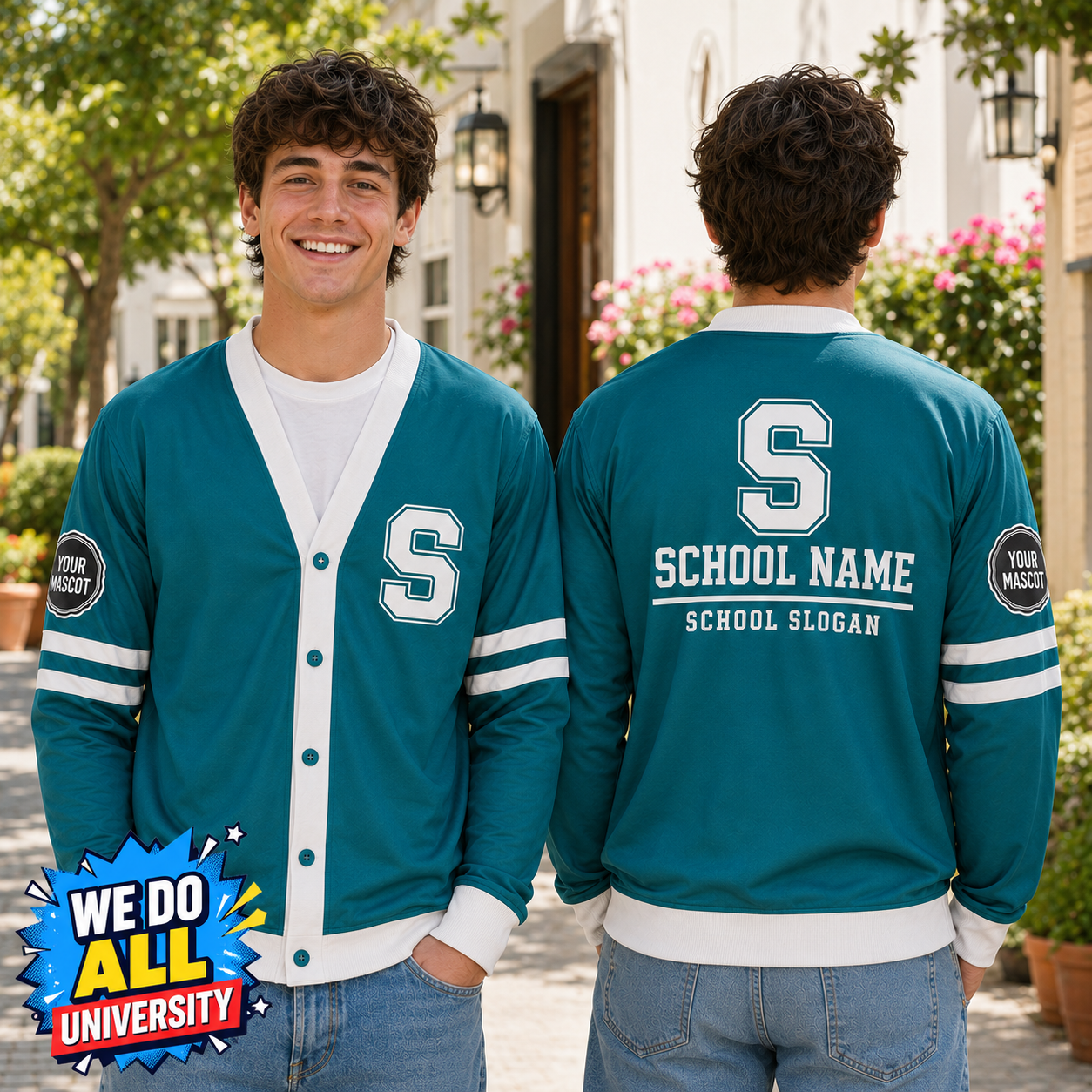 Custom School Varsity Cardigan, Personalized College Mascot Spirit Sweater – product image 6