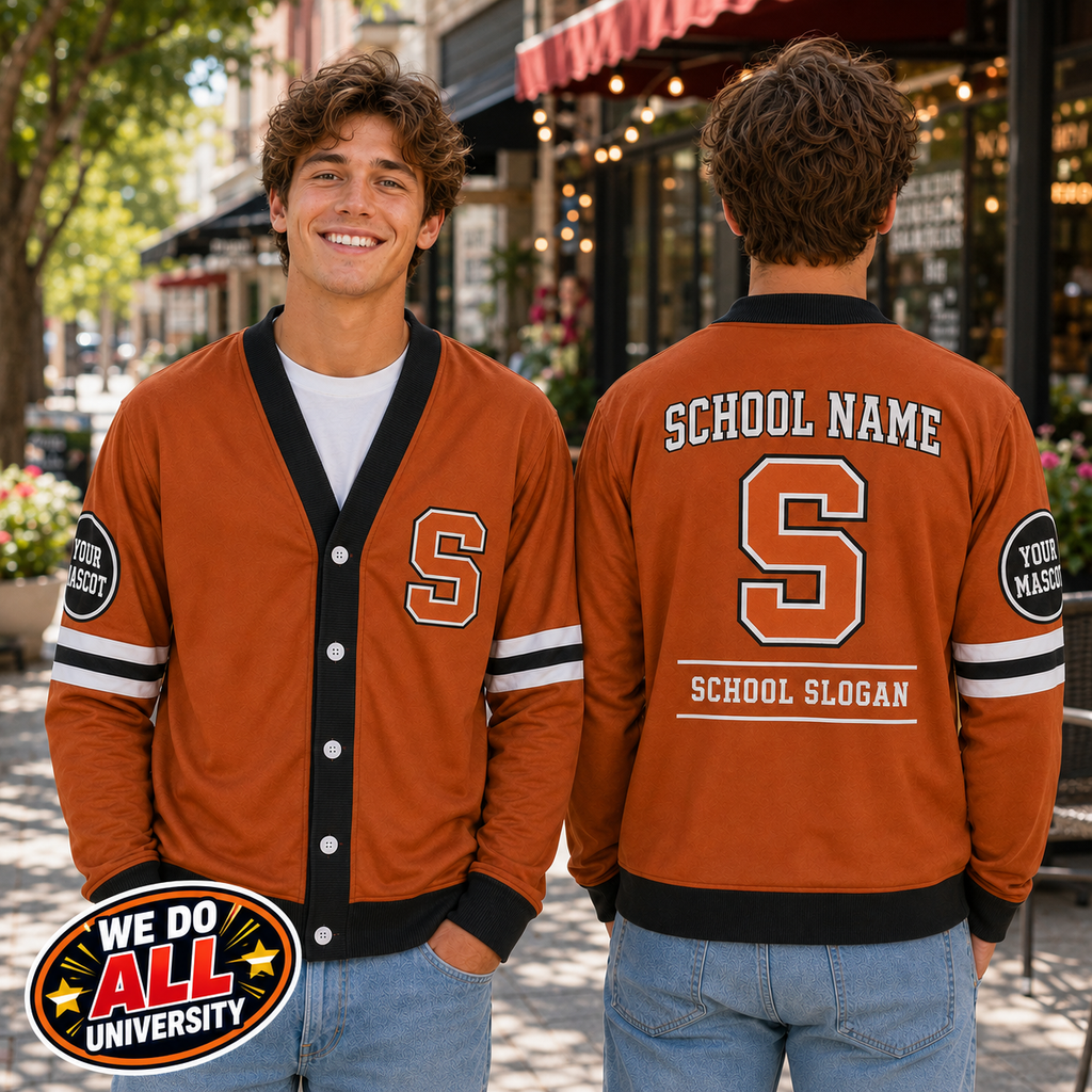 Personalized College Varsity Cardigan, Custom School Spirit Mascot Sweater – product image 5