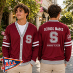 Personalized College Varsity Cardigan, Custom School Spirit Mascot Sweater – product image 2