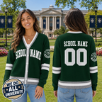 Personalized School Varsity Cardigan, Custom College Spirit Mascot Sweater – product image 2