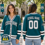 Personalized School Varsity Cardigan, Custom College Spirit Mascot Sweater – product image 5
