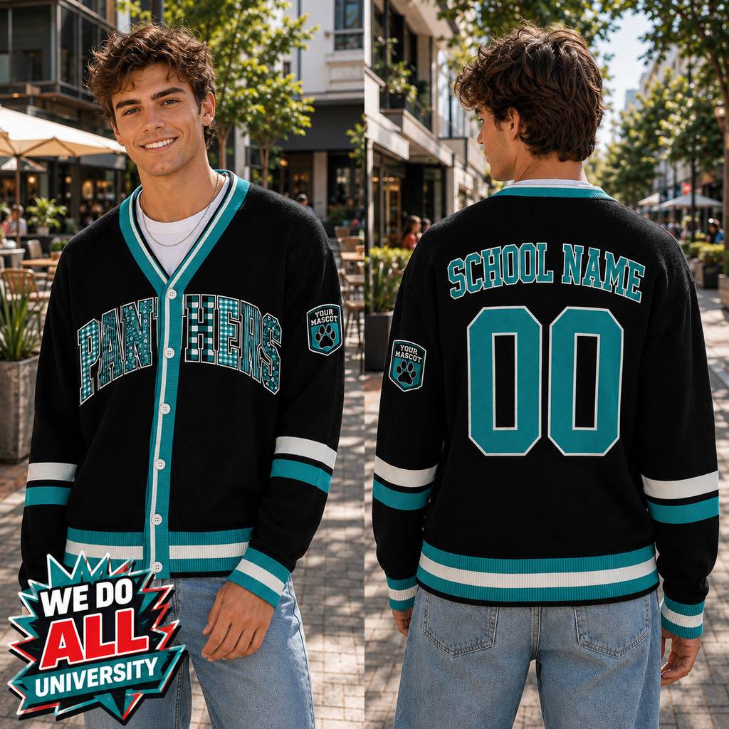 Personalized Mascot Varsity Cardigan, Custom School Spirit Gift Sweater – product image 1