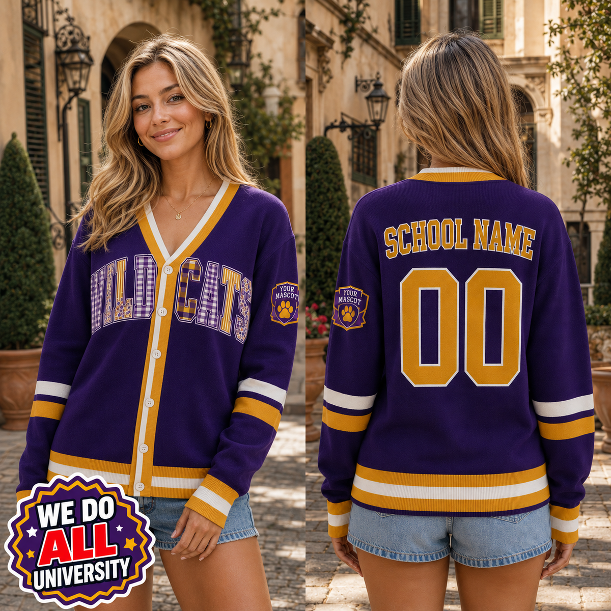 Personalized Mascot Varsity Cardigan, Custom School Spirit Gift Sweater – product image 2