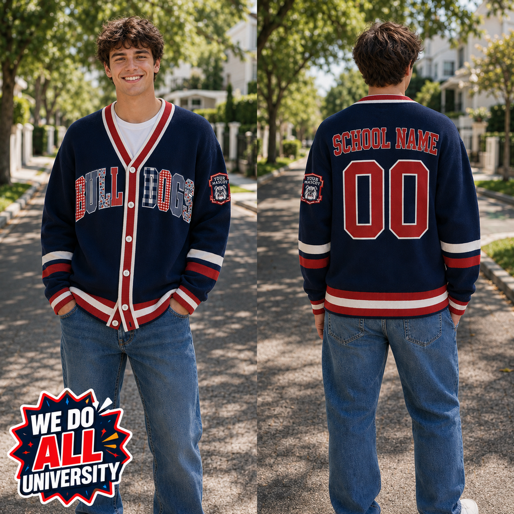 Personalized Mascot Varsity Cardigan, Custom School Spirit Gift Sweater – product image 4