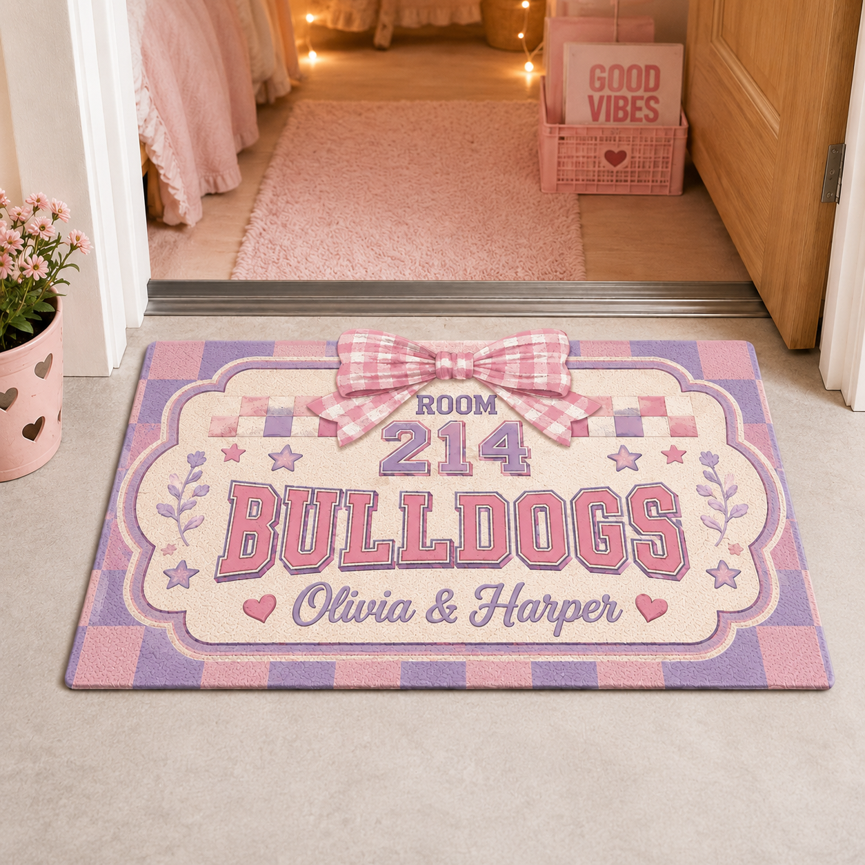 Personalized Dorm Room Doormat, Custom School Mascot Welcome Mat