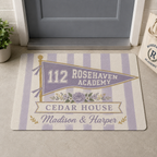 Personalized School Pennant Doormat, Custom Dorm Room Welcome Mat