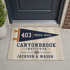 Personalized College Dorm Doormat, Custom School Pennant Room Mat
