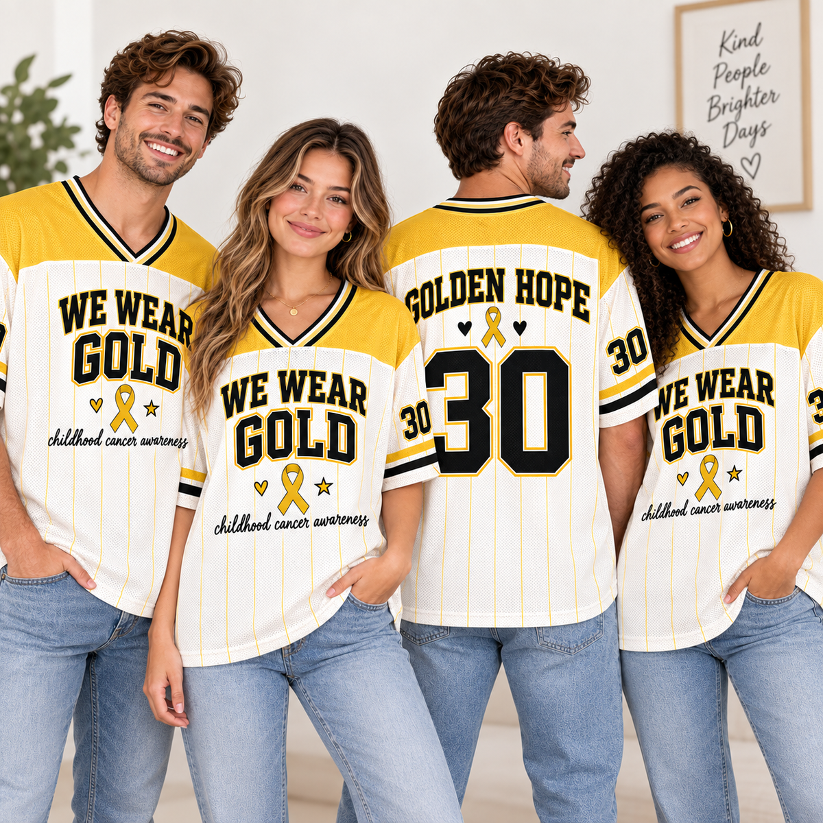 Custom Gold Ribbon Childhood Cancer Awareness Jersey, Game Day Spirit Wear - product image 3