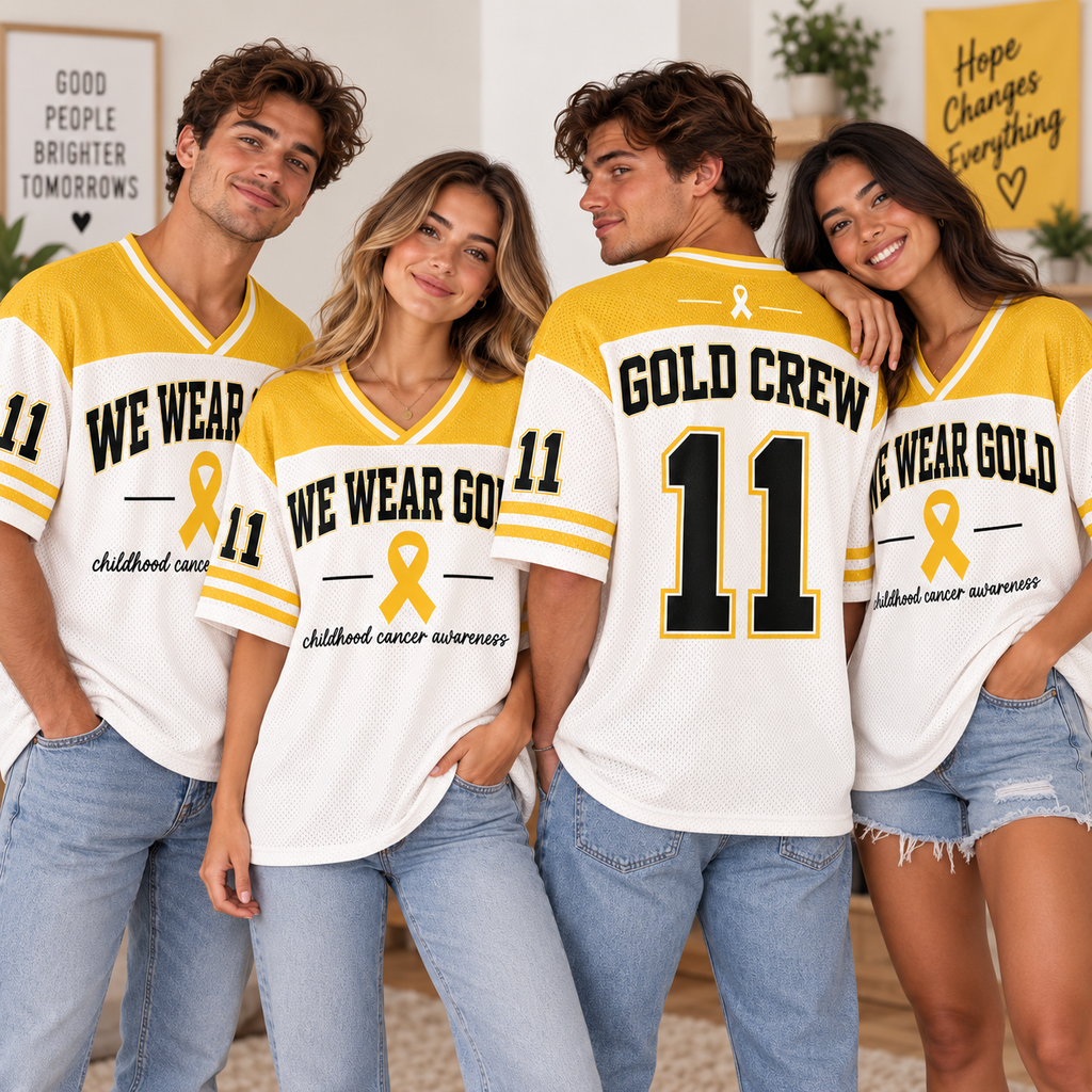 We Wear Gold Cancer Awareness Jersey, Custom Family Support Gift - product image 3