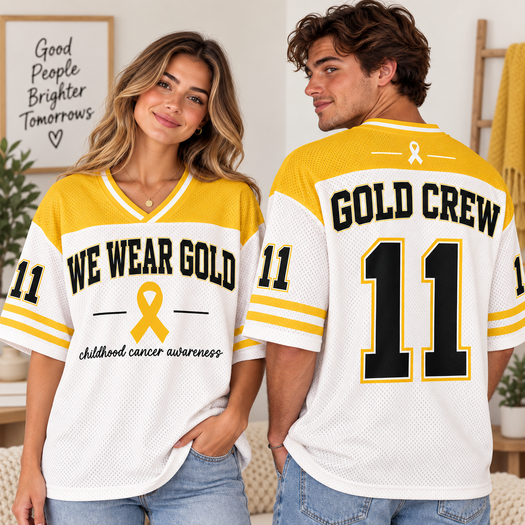 We Wear Gold Cancer Awareness Jersey, Custom Family Support Gift - product image 1