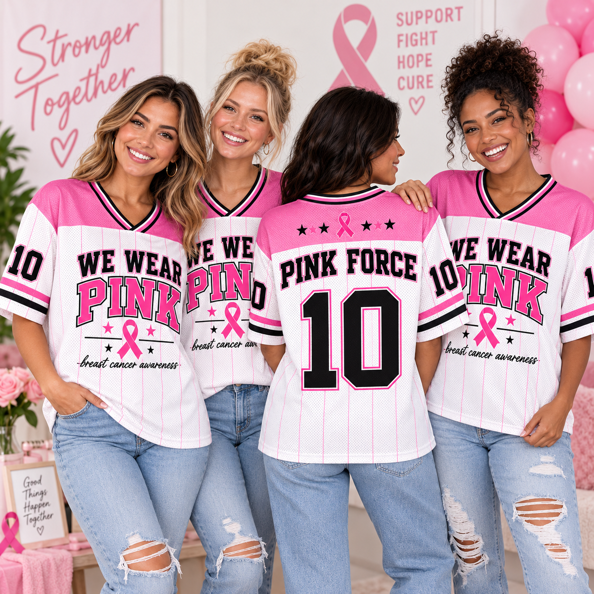 Breast Cancer Awareness Football Jersey, Pink Out Game Day Spirit Wear - product image 1