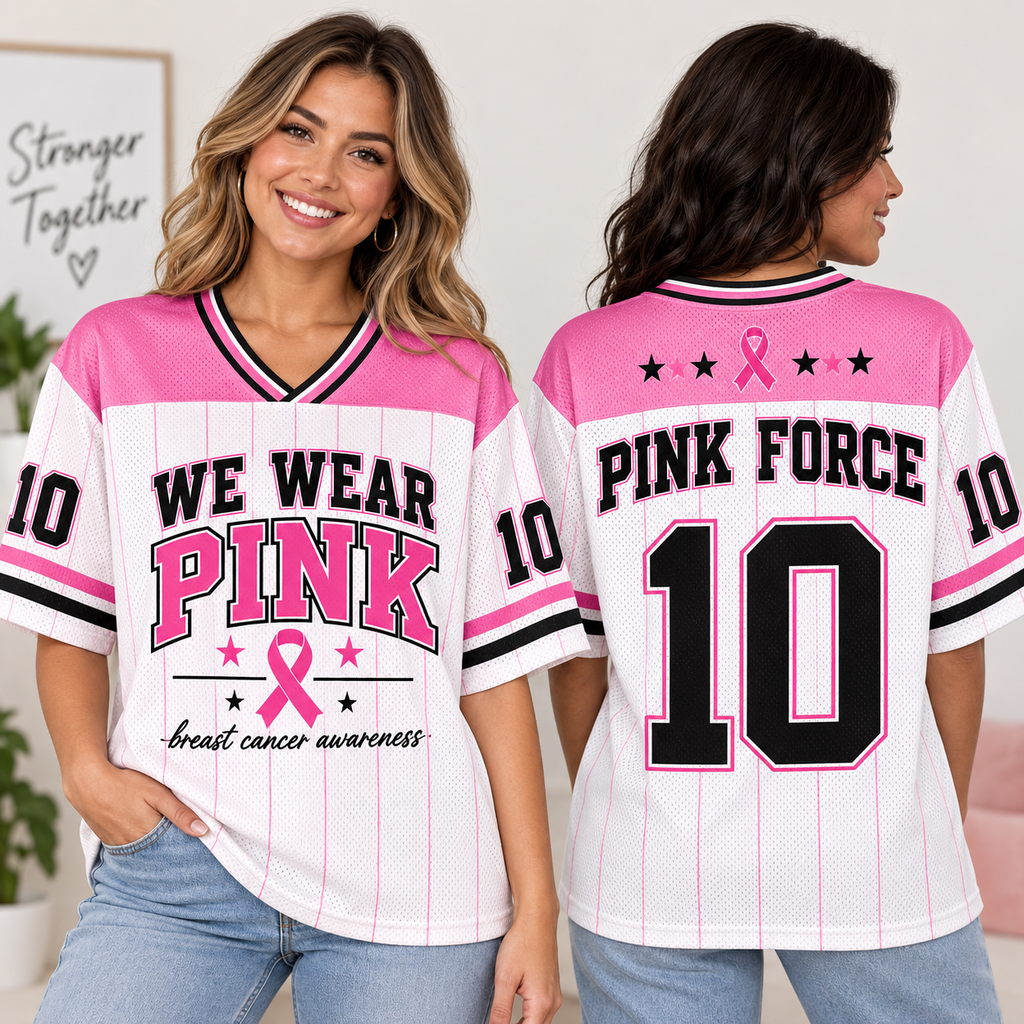 Breast Cancer Awareness Football Jersey, Pink Out Game Day Spirit Wear - product image 3