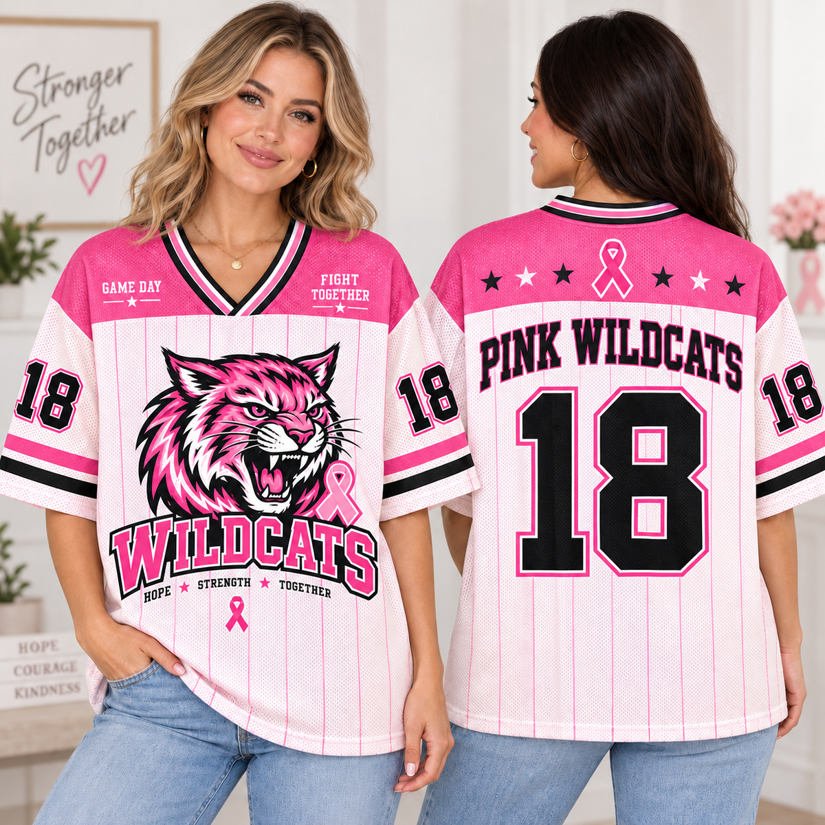 Pink Out Football Jersey, Custom Mascot Cancerfighter Supporter Gift - product image 2