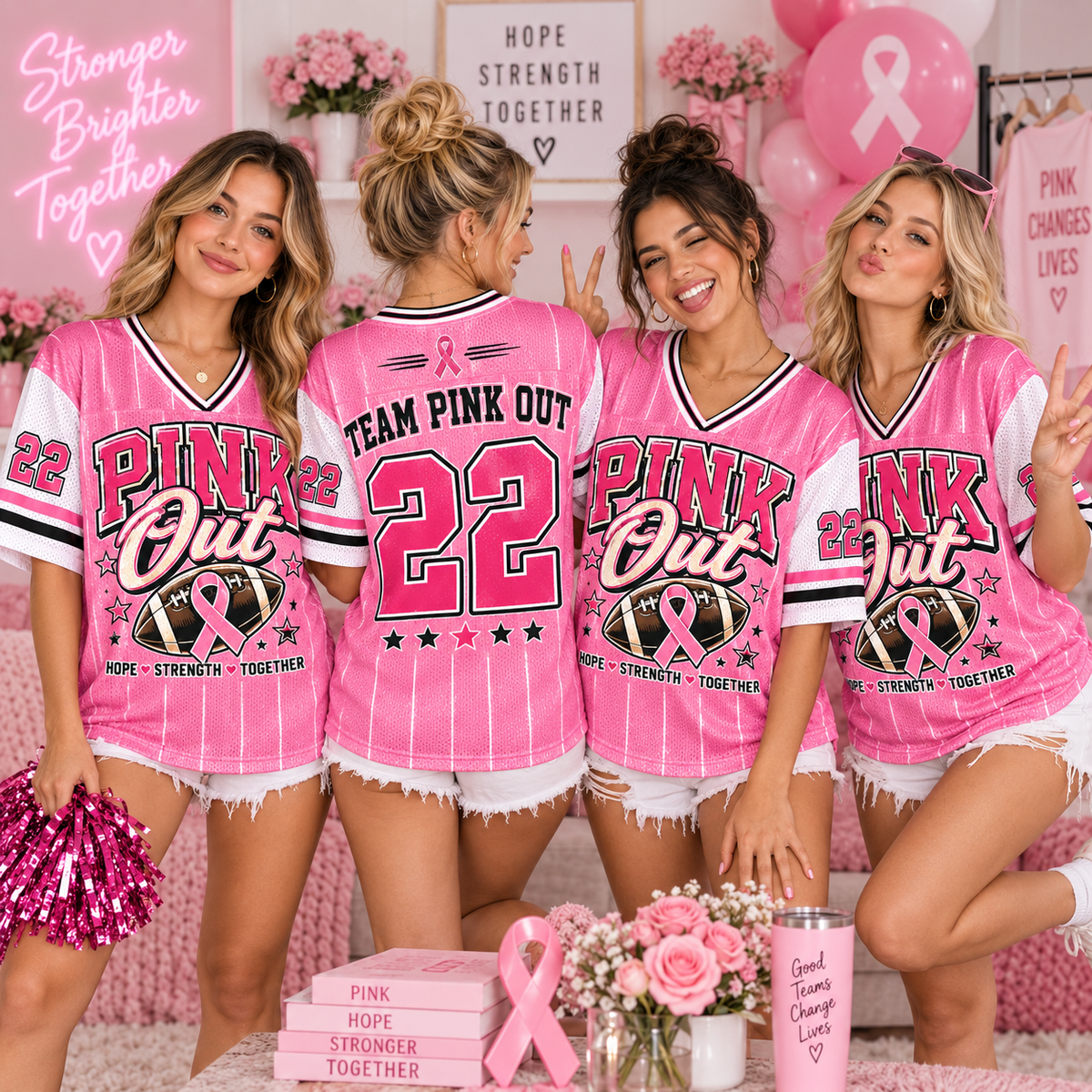 Pink Out Football Jersey, Breast Cancer Supporter Team Tribute Gift - product image 3