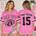 Fight For Her Football Jersey, Breast Cancer Supporter Family Tribute Gift - product image 1