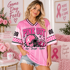 Pink Ribbon Football Jersey, Breast Cancer Warrior Supporter Tribute Gift - product image 3