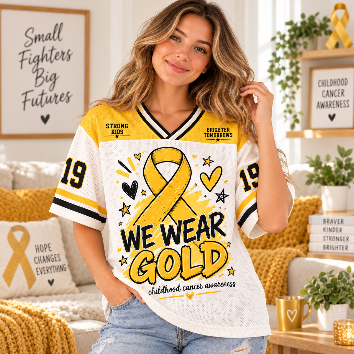Childhood Cancer Awareness Football Jersey, We Wear Gold Spirit Wear - product image 2
