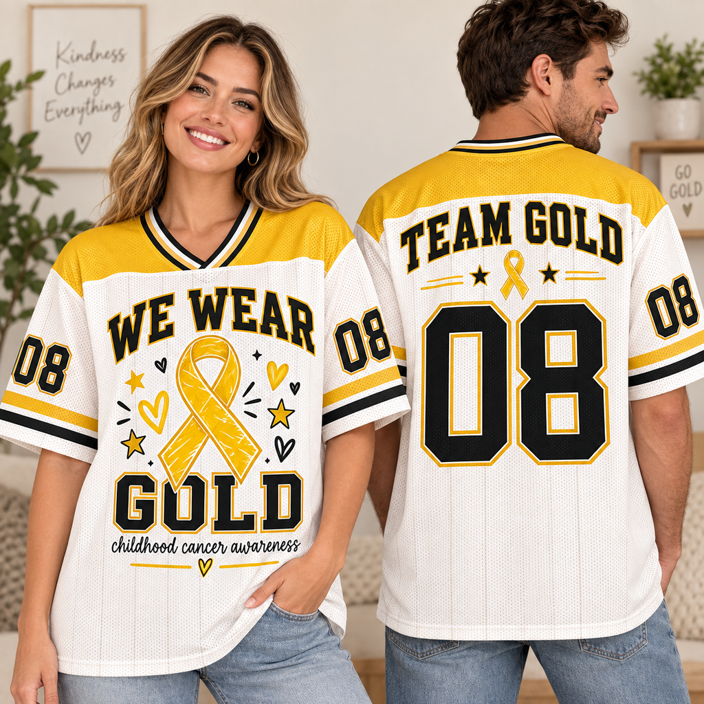 Team Gold Football Jersey, Childhood Cancer Supporter Tribute Gift - product image 2