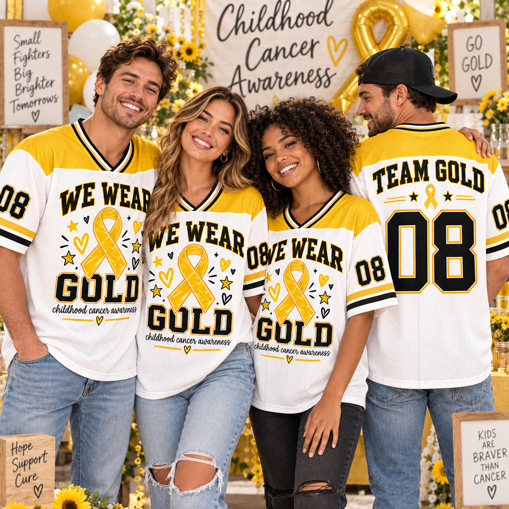 Team Gold Football Jersey, Childhood Cancer Supporter Tribute Gift - product image 3