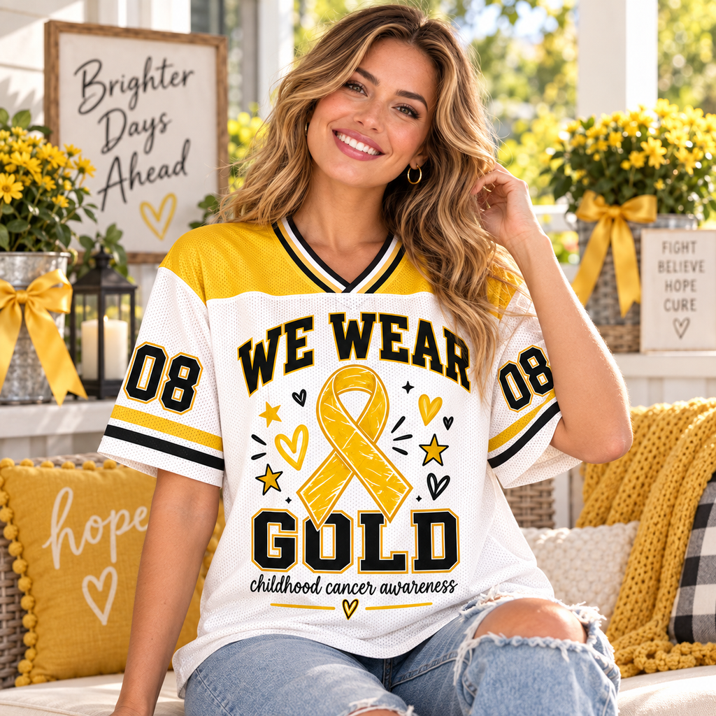 Team Gold Football Jersey, Childhood Cancer Supporter Tribute Gift - product image 1
