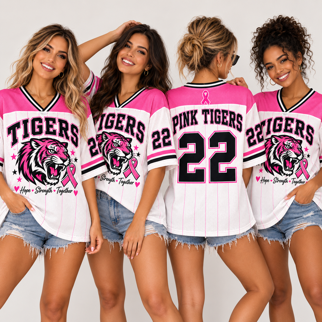 Pink Ribbon Football Jersey, Custom Mascot Cancer Supporter Gift - product image 1