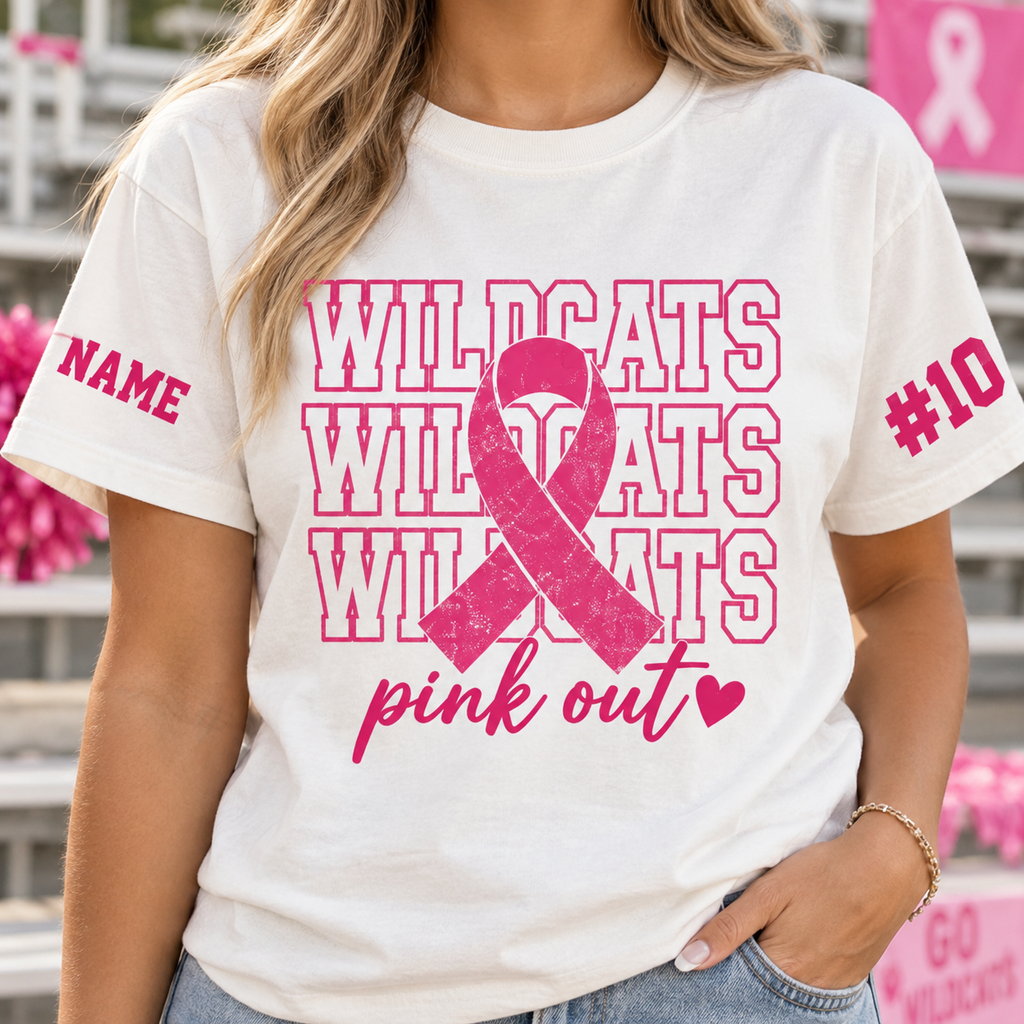 Custom Pink Out Support T-Shirt, Breast Cancer Awareness Gift