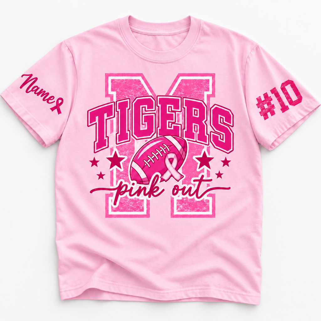 Custom Mascot Pink Out T-Shirt, Breast Cancer Awareness Supporter Gift