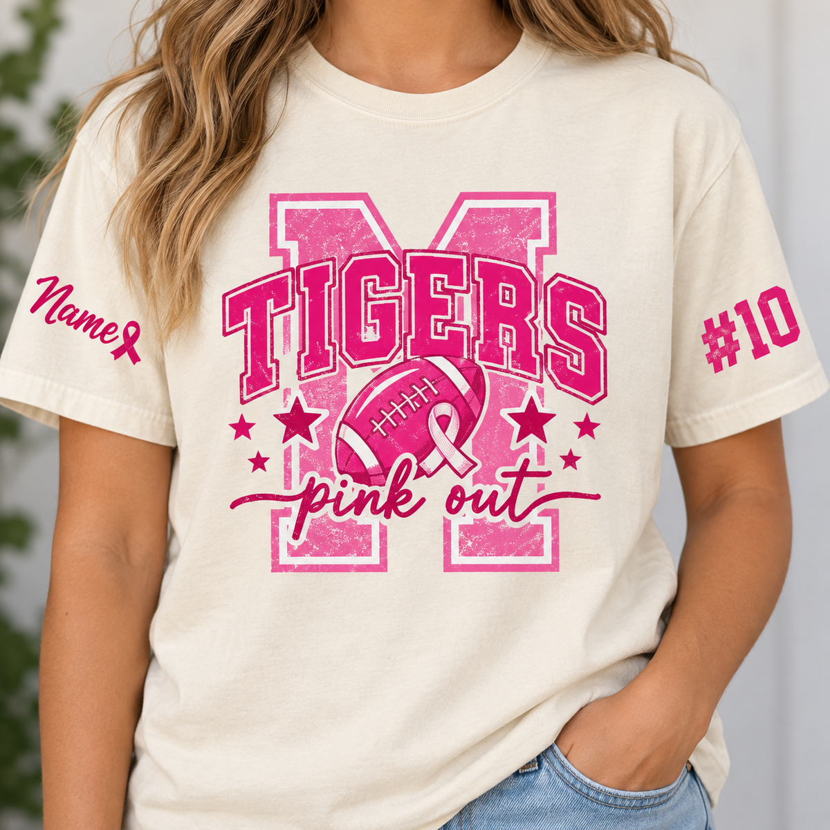 Custom Mascot Pink Out T-Shirt, Breast Cancer Awareness Supporter Gift