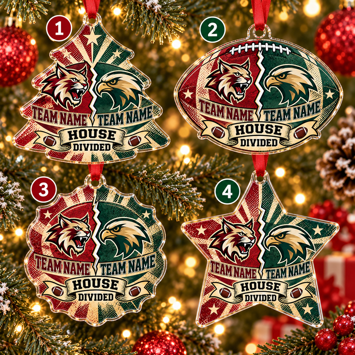 Personalized Football Christmas Ornament, Custom Team Name & Mascot Gift