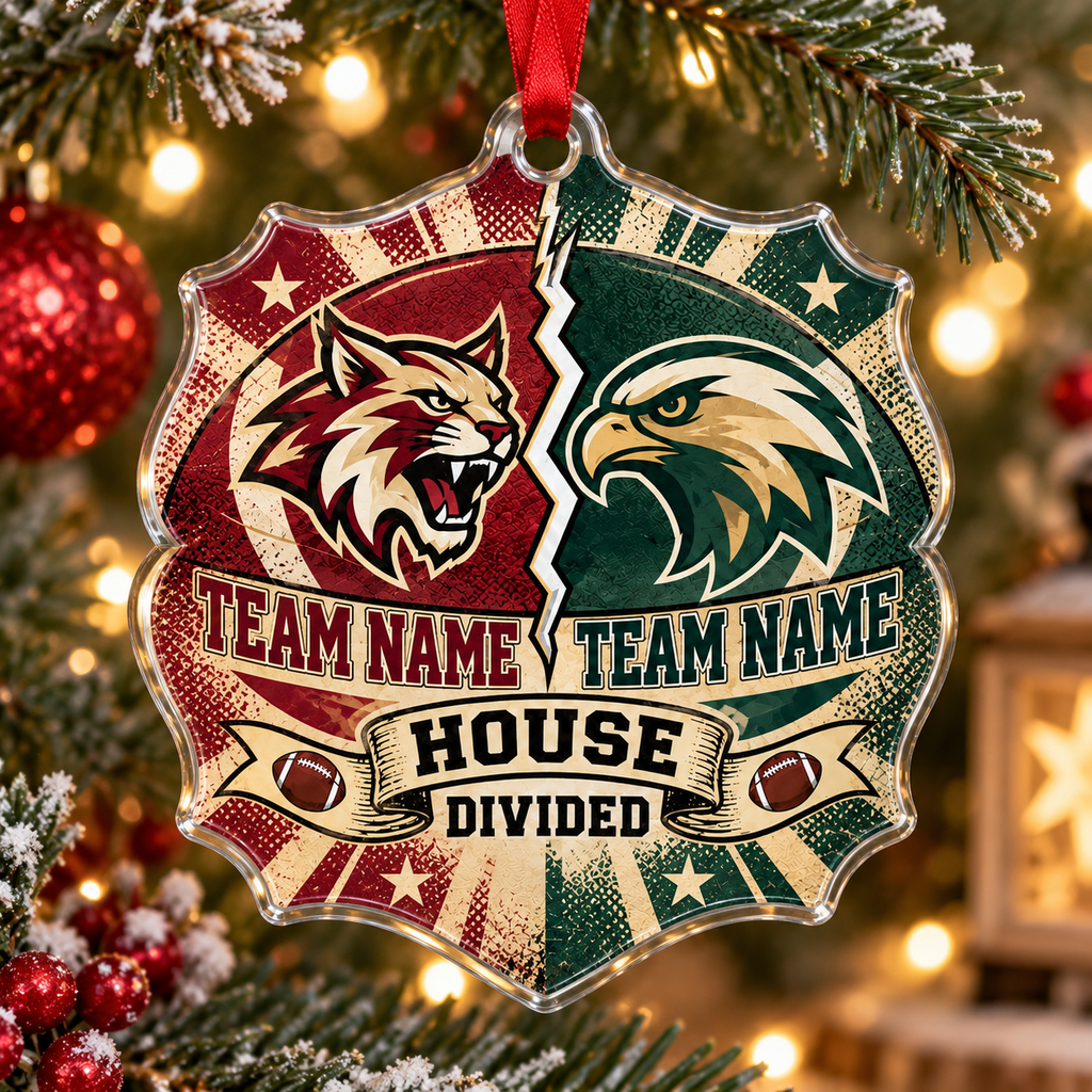 Personalized Football Christmas Ornament, Custom Team Name & Mascot Gift