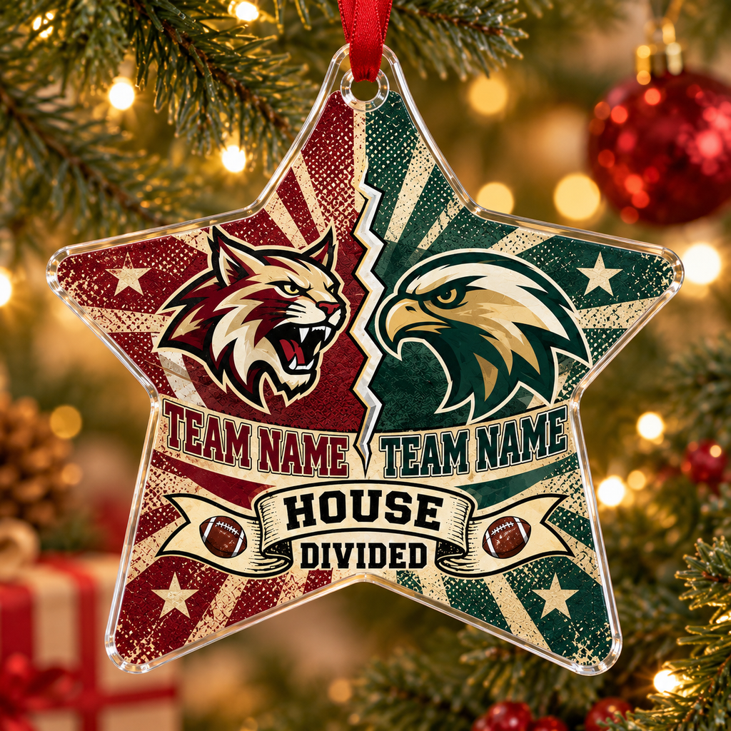 Personalized Football Christmas Ornament, Custom Team Name & Mascot Gift